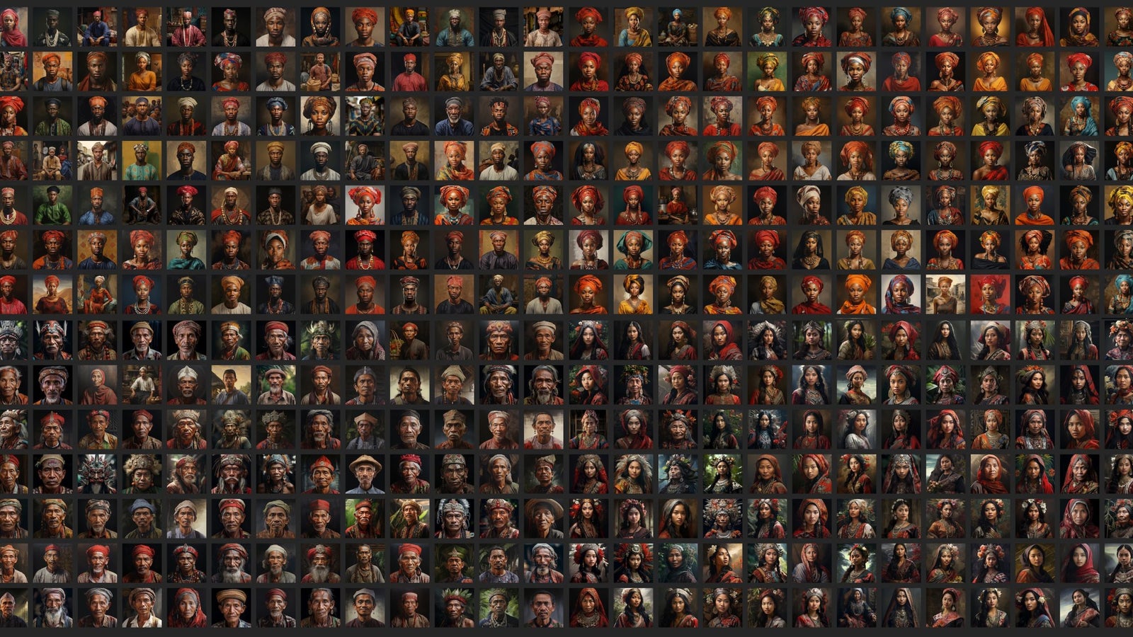 A photo collage showing a grid of square images of people under the headline "an American person."