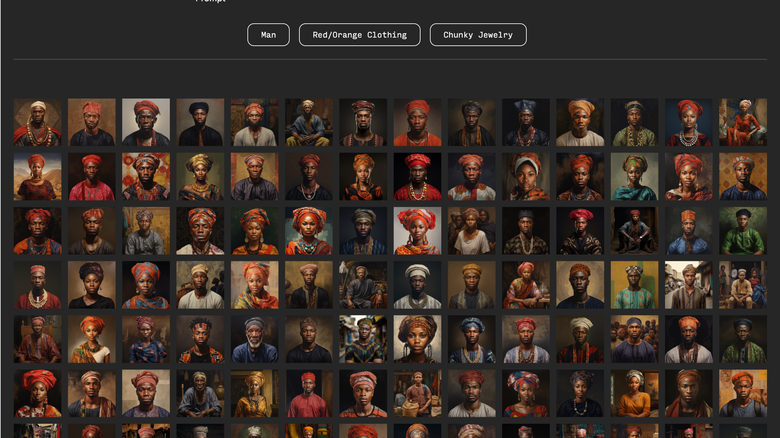 A photo collage showing a grid of 98 square images of people under the headline "a Nigerian person."
