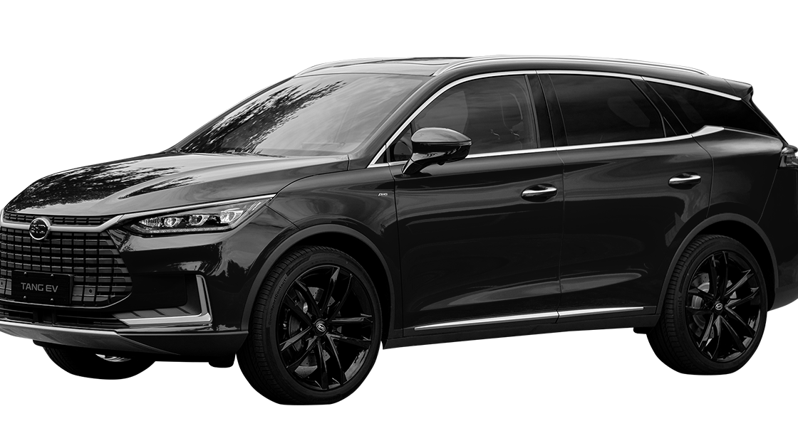 A sleek, modern black SUV with a prominent front grille and stylish alloy wheels, showcased from a three-quarter angle.